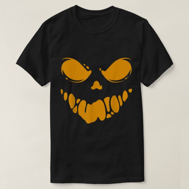 Jack O Lantern Scary Carved Pumpkin Face Halloween T-Shirt (Design Front)