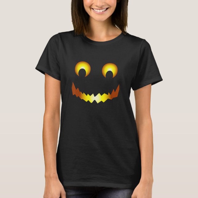 Jack O Lantern Scary Carved Pumpkin Face Halloween T-Shirt (Front)