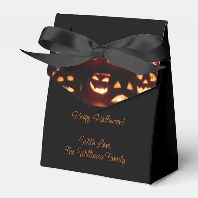  Jack-O'-Lantern scary carved pumpkins Halloween Favor Boxes (Front Side)