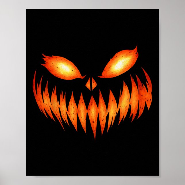 Jack O Lantern Scary Pumpkin Face Halloween Costum Poster (Front)