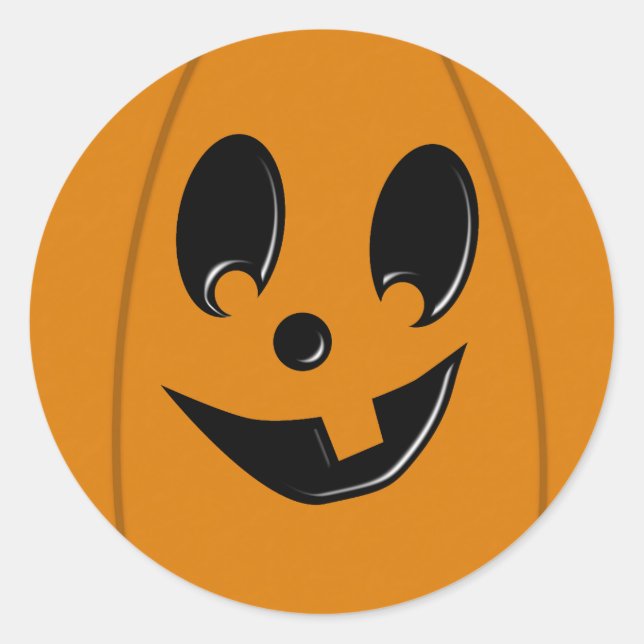 Jack-O-Lantern Silly Face Round Circle Sticker (Front)