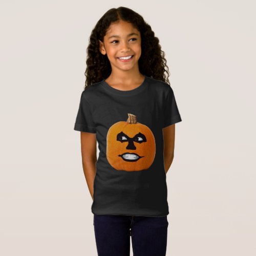 Jack O Lantern Sinister Face Halloween Girls T_Shirt