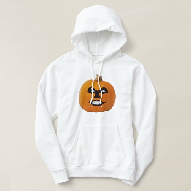 Jack o' Lantern Sinister Face, Halloween Pumpkin Hoodie (Design Front)