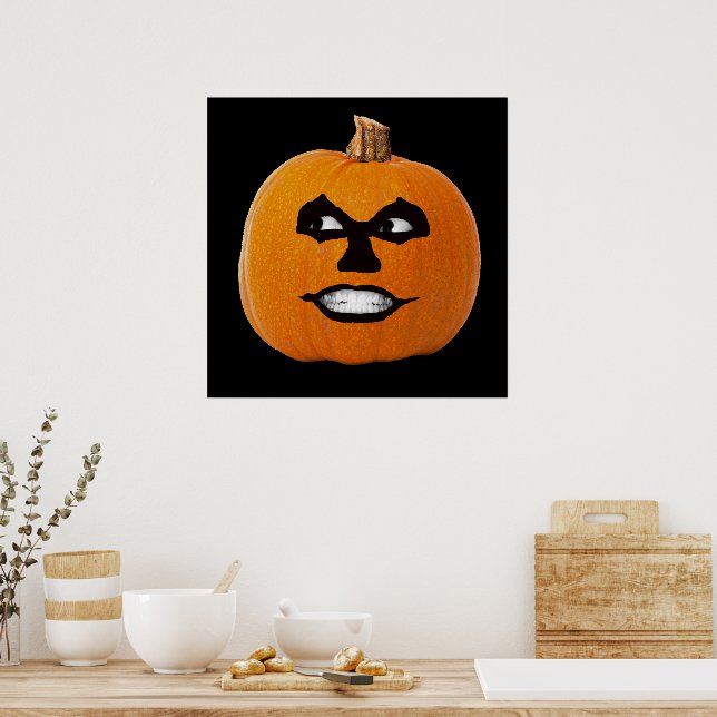 Jack o' Lantern Sinister Face, Halloween Pumpkin Poster (Kitchen)