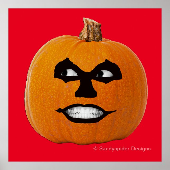 Jack o' Lantern Sinister Face, Halloween Pumpkin Poster (Front)