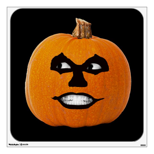 Jack o' Lantern Sinister Face, Halloween Pumpkin Wall Sticker (Front)