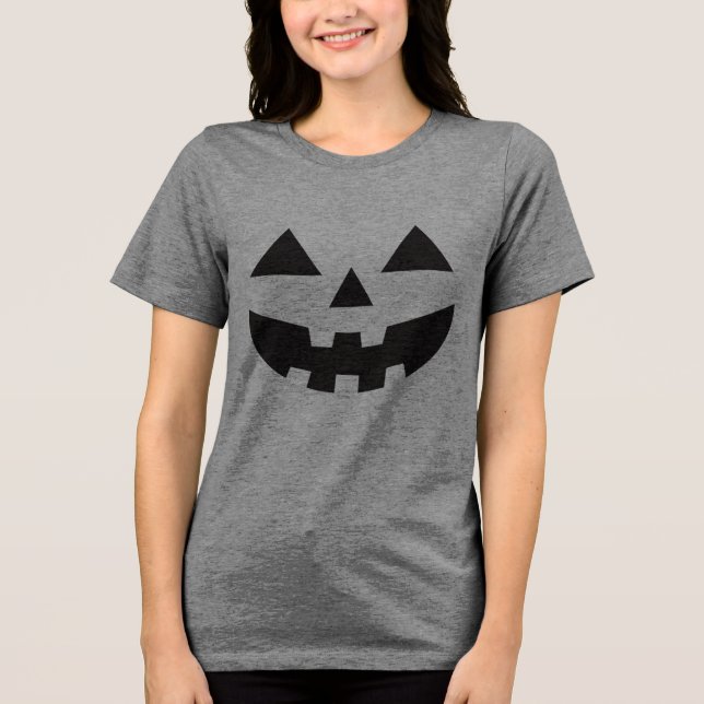 Jack O Lantern Smile Pumpkin Halloween T-Shirt Tri-Blend Shirt (Front)