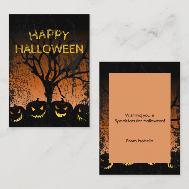 Jack-o-lantern Spooky Tree Halloween Classroom Business Card (Front/Back)