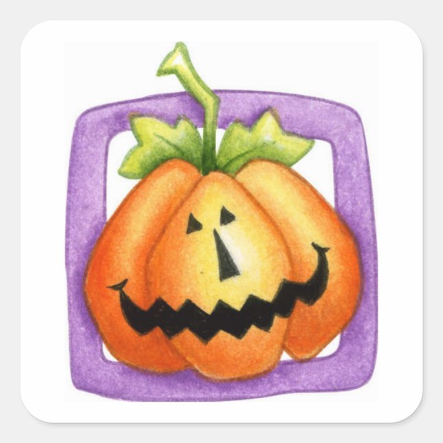 Jack-o-Lantern Square Sticker (Front)