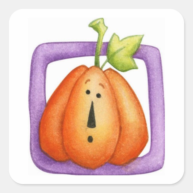 Jack-o-Lantern Square Sticker (Front)