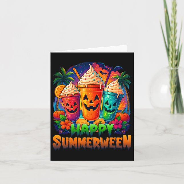 Jack-o-lantern Summerween Vibes Skeleton Summer Wa Card (Front)