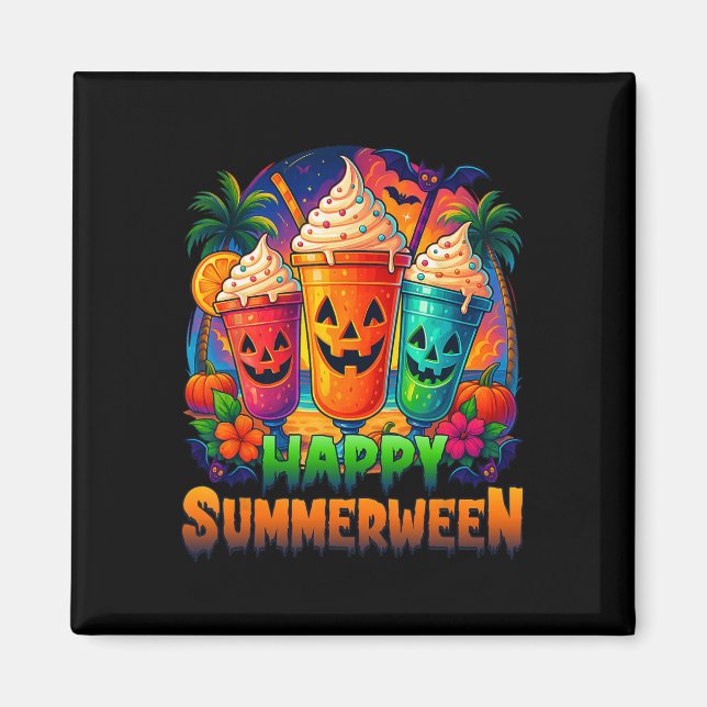 Jack-o-lantern Summerween Vibes Skeleton Summer Wa Magnet (Front)