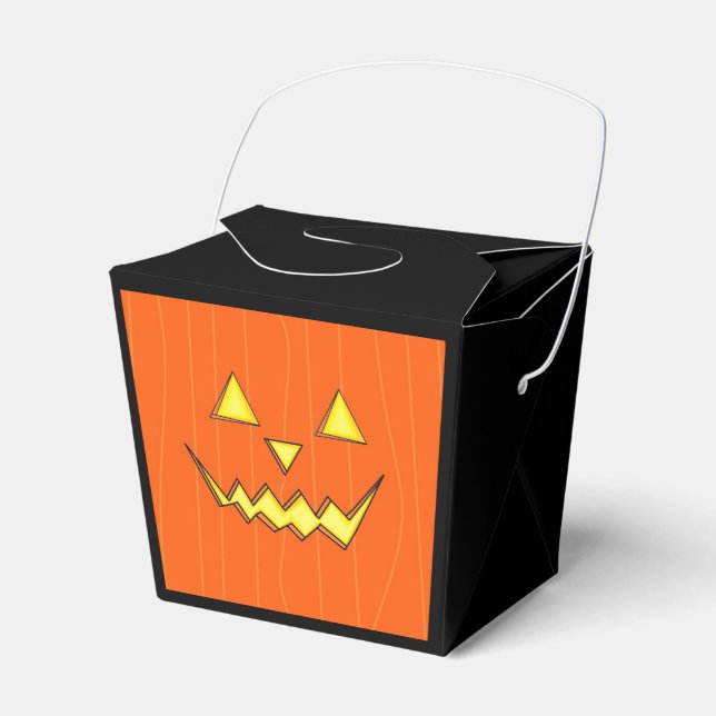 Jack-O-Lantern Take Out Style Party Favor Box (Front Side)