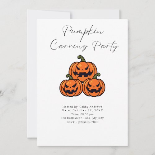 Jack_O Lantern Trio Pumpkin Carving Party Invitation