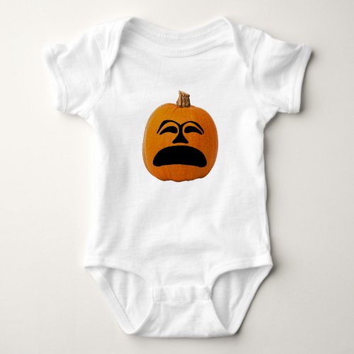 Jack o Lantern Unhappy Face Halloween Pumpkin Baby Bodysuit