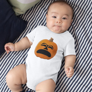 Jack o' Lantern Unhappy Face, Halloween Pumpkin Baby Bodysuit