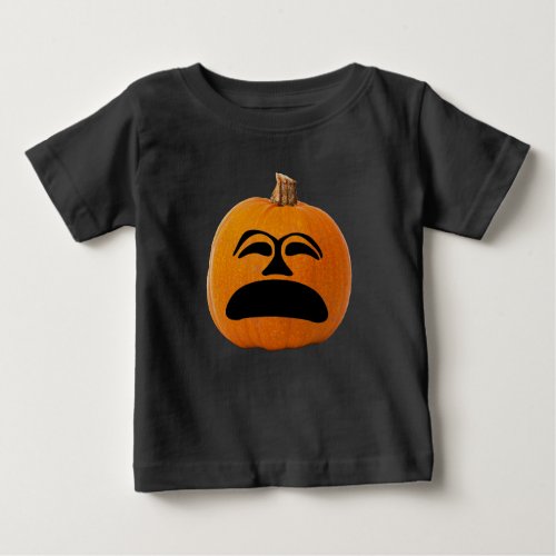 Jack o Lantern Unhappy Face Halloween Pumpkin Baby T_Shirt