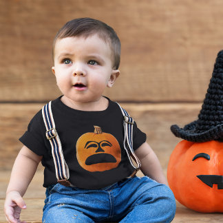 Jack o' Lantern Unhappy Face, Halloween Pumpkin Baby T-Shirt