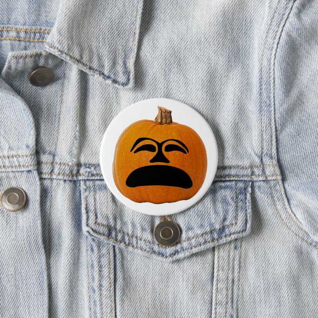 Jack o' Lantern Unhappy Face, Halloween Pumpkin Button (In Situ)