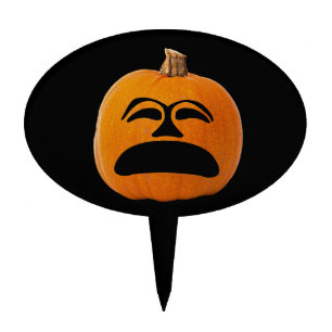 Jack o' Lantern Unhappy Face, Halloween Pumpkin Cake Topper