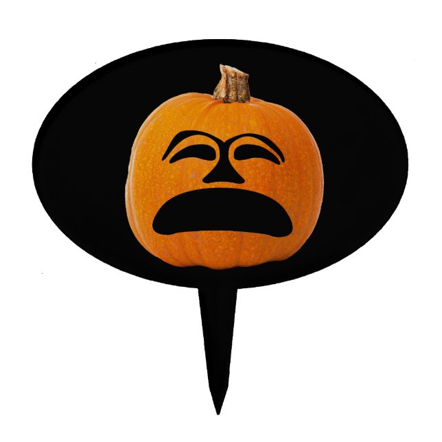 Jack o' Lantern Unhappy Face, Halloween Pumpkin Cake Topper (Front)
