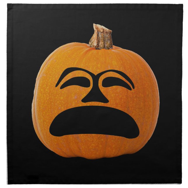 Jack o' Lantern Unhappy Face, Halloween Pumpkin Napkin (Front)