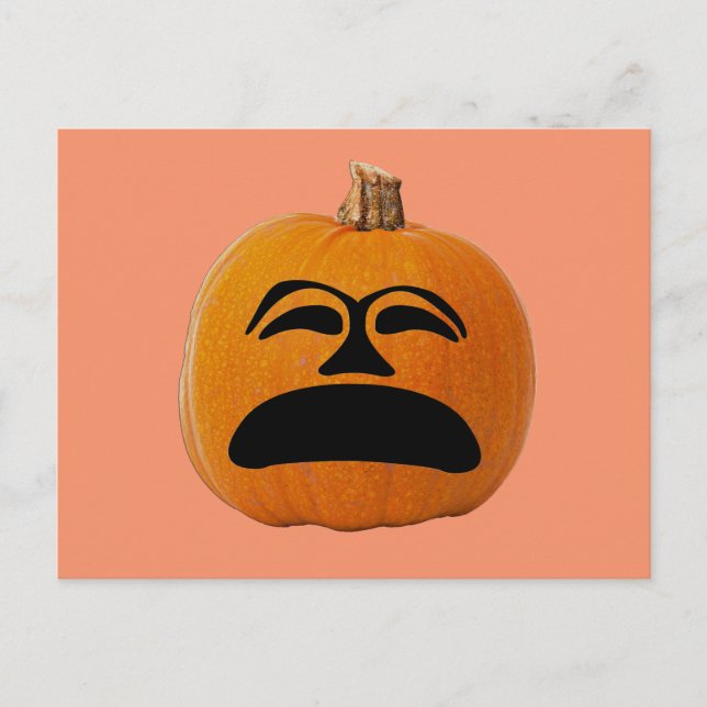 Jack o' Lantern Unhappy Face, Halloween Pumpkin Postcard (Front)