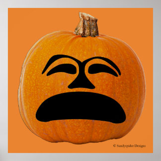 Jack o' Lantern Unhappy Face, Halloween Pumpkin Poster