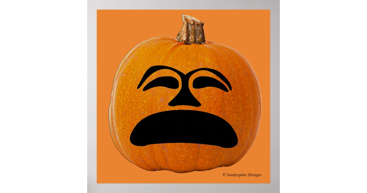 Jack o' Lantern Unhappy Face, Halloween Pumpkin Poster | Zazzle