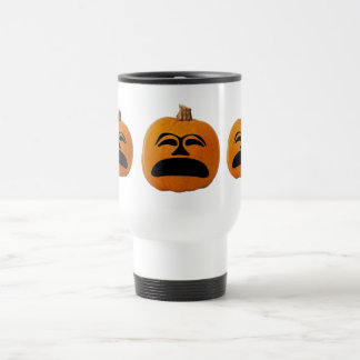 Jack o' Lantern Unhappy Face, Halloween Pumpkin Travel Mug