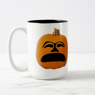 Jack o' Lantern Unhappy Face, Halloween Pumpkin Two-Tone Coffee Mug