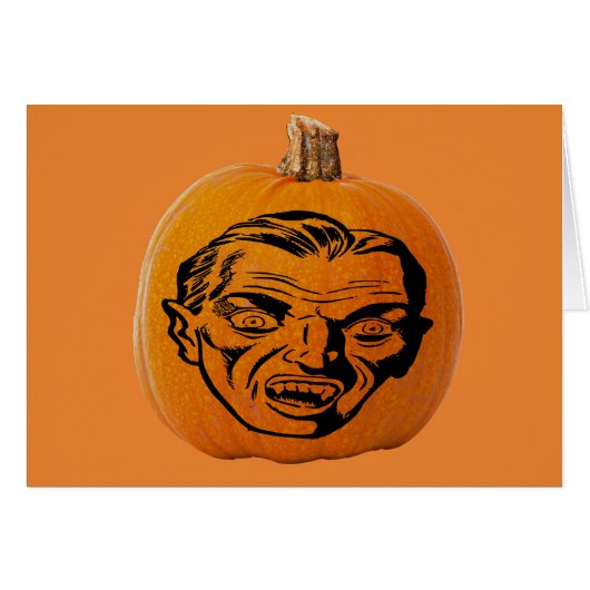 Jack o' Lantern Vampire Face, Halloween Pumpkin Cards (Front Horizontal)