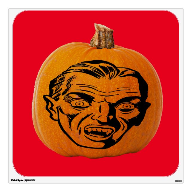 Jack o' Lantern Vampire Face, Halloween Pumpkin Wall Decal (Front)