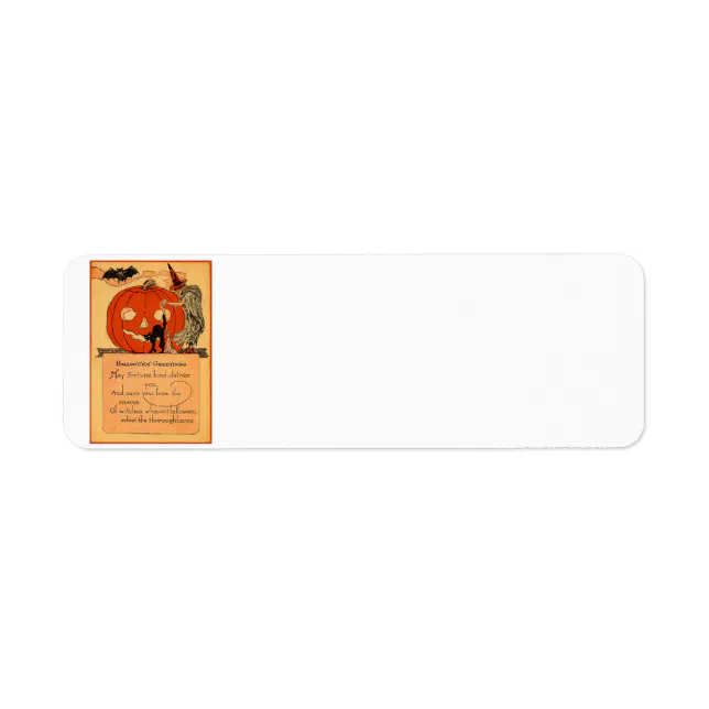 Jack O Lantern Witch Black Cat Bat Vintage Label | Zazzle