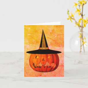 Jack O Lantern Witch Hat Halloween Note Card