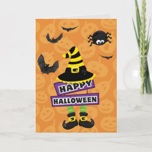 Jack O Lantern Witch Sign Halloween Card