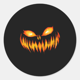 Jack O Lantern Y Carved Pumpkin Face Halloween Cos Classic Round Sticker