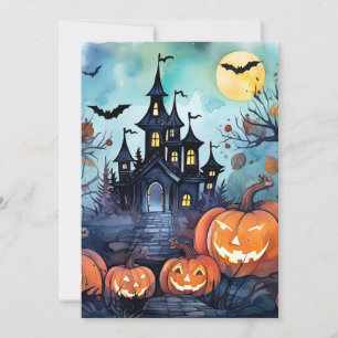 Jack O’Lanterns Bats Haunted Mansion Halloween Holiday Card
