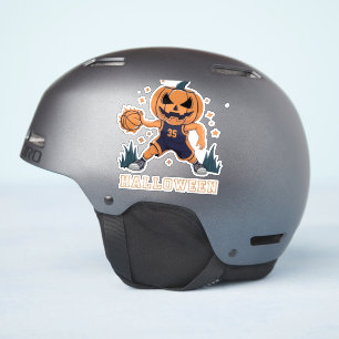 Jack-o'-Lantern's Fiery Slam Dunk: Halloween Night Sticker