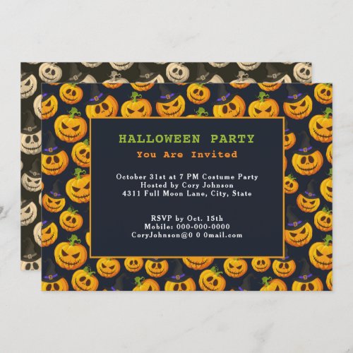 Jack o Lanterns  Ghost Pumpkins Halloween Party Invitation