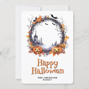 Jack O’Lanterns Ghosts Bats Happy Halloween Holiday Card