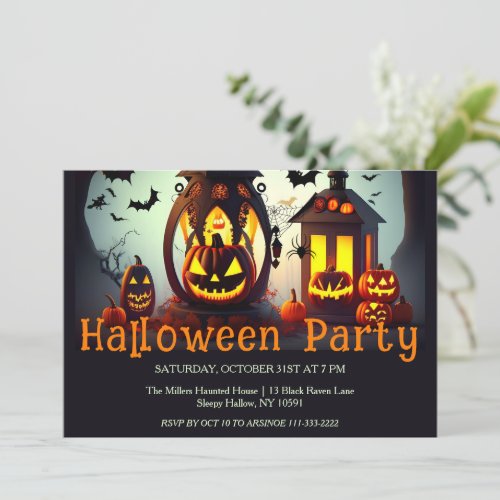 Jack O Lanterns Halloween Party Invitation