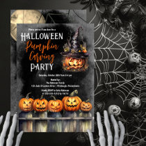 Jack-O-Lanterns Halloween Pumpkin Carving Party Invitation