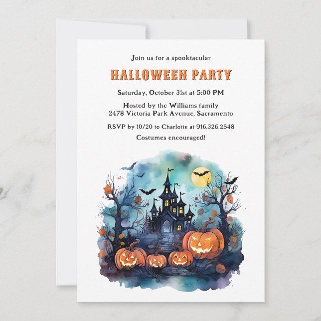 Jack O’Lanterns Haunted Mansion Halloween Party Invitation (Front)