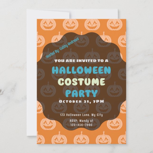 Jack-O' Lanterns Light and Dark Orange Halloween Invitation (Front)