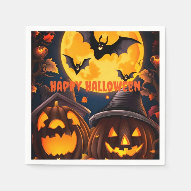 Jack-O-Lanterns Moon Napkins (Front)