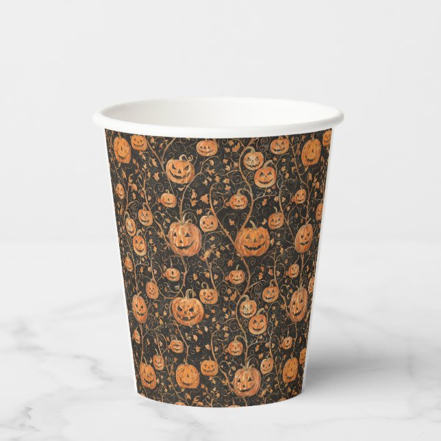 Jack-o-lanterns on the Vine Paper Cups (Front)