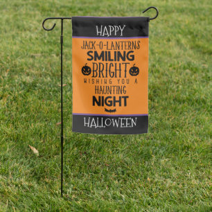 JACK O LANTERNS Orange & Black Halloween Garden Flag