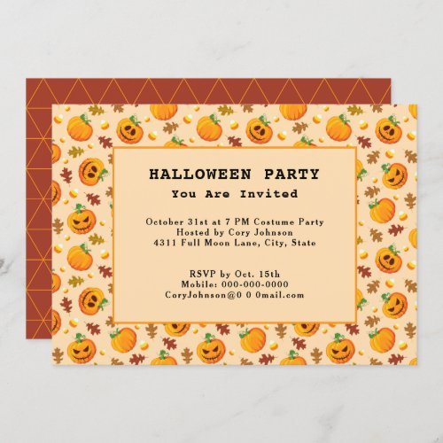Jack o Lanterns Pumpkins Autumn Halloween Party Invitation
