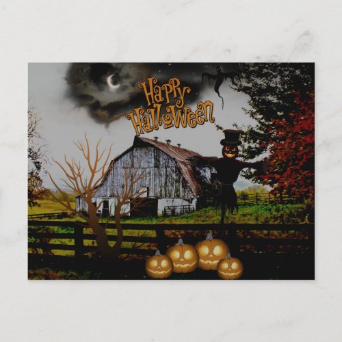  Jack_o_Lanterns _ Scarecrow  HALLOWEEN Postcard